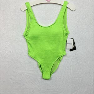 Mosmann Australia Ribbed Halter One Piece Swimsuit Neon Green Size XS NWT